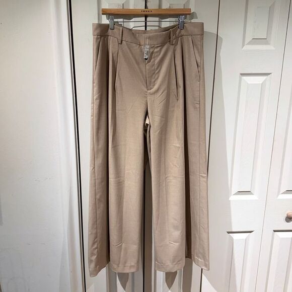 NWT Madewell The Harlow Superwide Leg Pleated Trouser Brushed Twill Tan Beige 14 - Picture 6 of 12